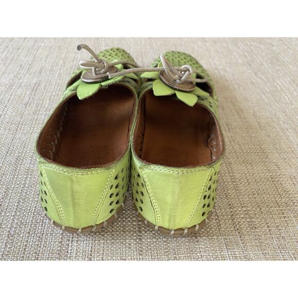 SPRING STEP Sunflowery Lime Green Leather Flats shoes 7-7.5 EU 38 - Picture 6 of 8